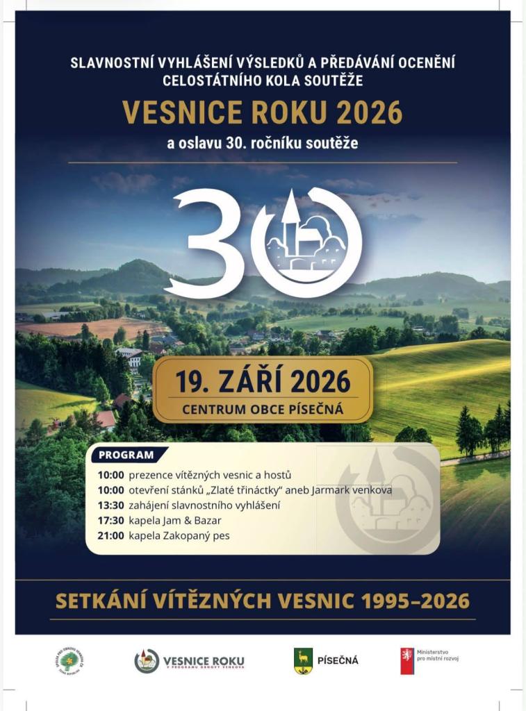 Slavnostní vyhlášení celostátního kola Vesnice roku 2026