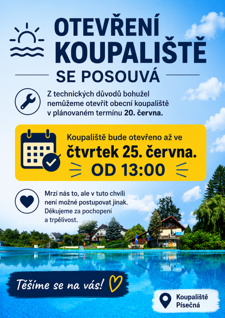 Změna termínu otevření obecního koupaliště