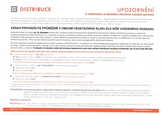 ČEZ DISTRIBUCE - upozornění