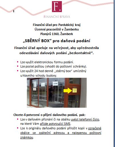 Finanční úřad - daňová přiznání